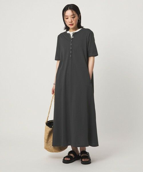 green label relaxing / グリーンレーベル リラクシング ロング・マキシ丈ワンピース | 【WEB限定】＜at ease＞ヘンリーネック カットソー ワンピース | 詳細1