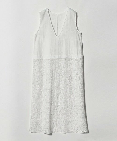 green label relaxing / グリーンレーベル リラクシング ロング・マキシ丈ワンピース | レース ドッキング ワンピース（OFF WHITE）