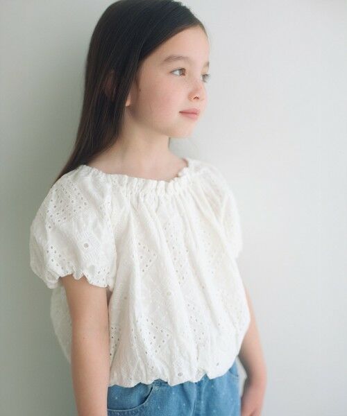 green label relaxing / グリーンレーベル リラクシング シャツ・ブラウス | デザイン レース ブラウス / キッズ 100cm-130cm(OFF WHITE)
