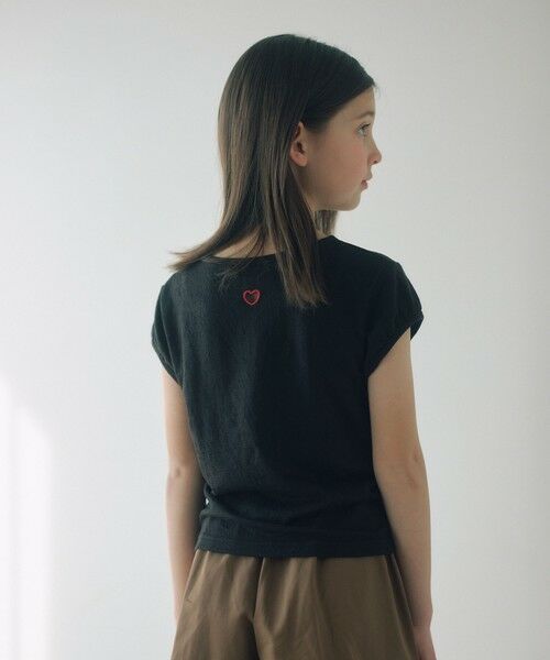 green label relaxing / グリーンレーベル リラクシング カットソー | 【WEB限定】ハート シシュウ Tシャツ / キッズ 100cm-160cm(BLACK)