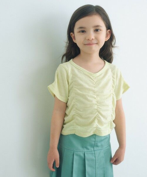 green label relaxing / グリーンレーベル リラクシング カットソー | 【WEB限定】シャーリング Tシャツ / キッズ 100cm-160cm(LIME)