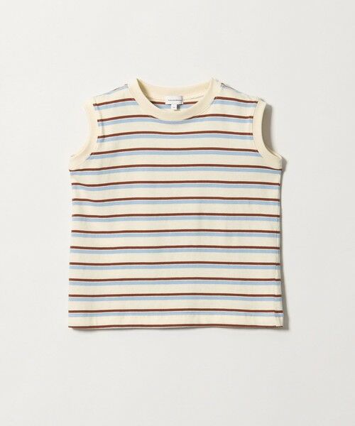 green label relaxing / グリーンレーベル リラクシング カットソー | 【スタメンシリーズ】ボーダー ノースリーブ Tシャツ / キッズ 100cm-160cm（MD.BROWN）