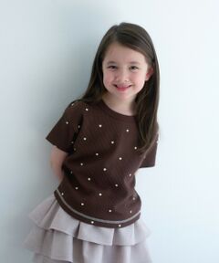 green label relaxing / グリーンレーベル リラクシング カットソー | ハート柄 ドライ ワッフル Tシャツ / キッズ 110cm-160cm