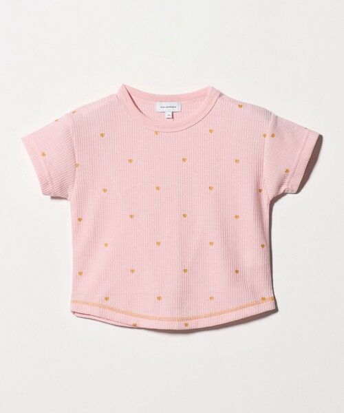 green label relaxing / グリーンレーベル リラクシング カットソー | ハート柄 ドライ ワッフル Tシャツ / キッズ 110cm-160cm(LT.PINK)