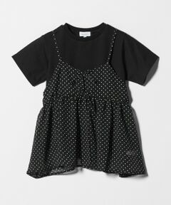 green label relaxing / グリーンレーベル リラクシング カットソー | ドット シフォン キャミソール Tシャツ セット / キッズ 100cm-130cm