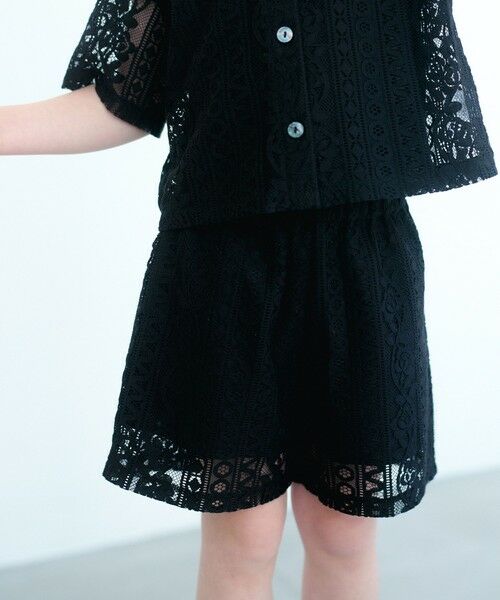 green label relaxing / グリーンレーベル リラクシング ショート・ハーフ・半端丈パンツ | レース ショートパンツ / キッズ 100cm-130cm(BLACK)