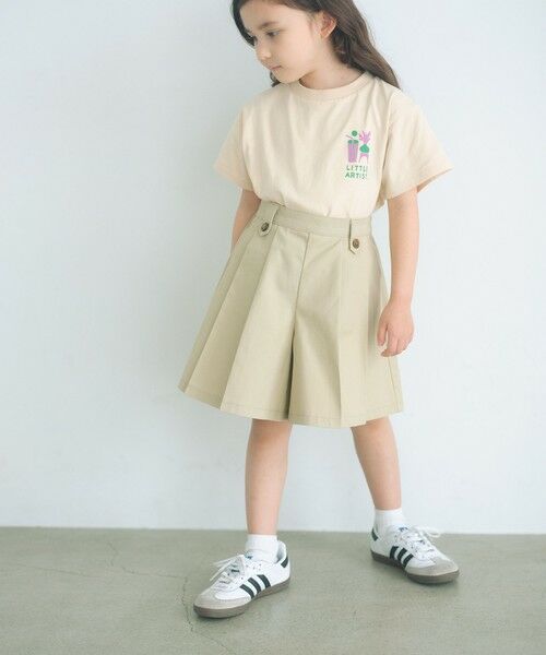 green label relaxing / グリーンレーベル リラクシング ショート・ハーフ・半端丈パンツ | ベルトループ デザイン キュロット / キッズ 100cm-160cm(BEIGE)