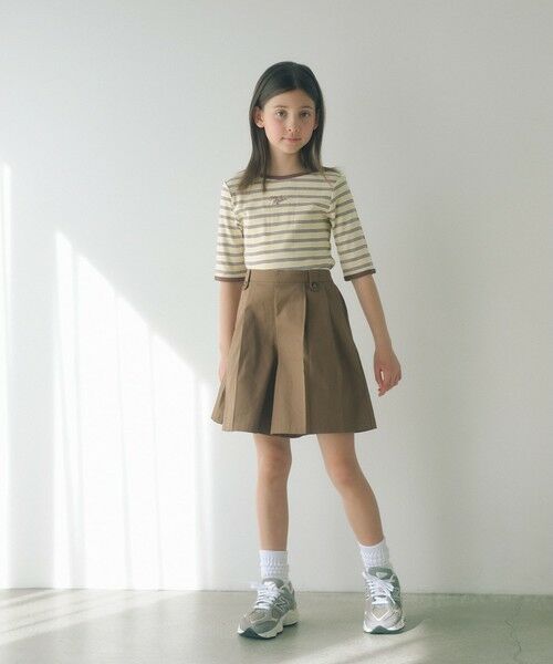 green label relaxing / グリーンレーベル リラクシング ショート・ハーフ・半端丈パンツ | ベルトループ デザイン キュロット / キッズ 100cm-160cm | 詳細7