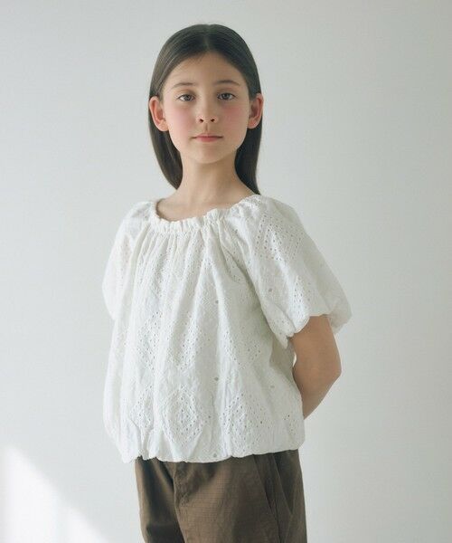 green label relaxing / グリーンレーベル リラクシング シャツ・ブラウス | デザイン レース ブラウス / キッズ 140cm-160cm(OFF WHITE)