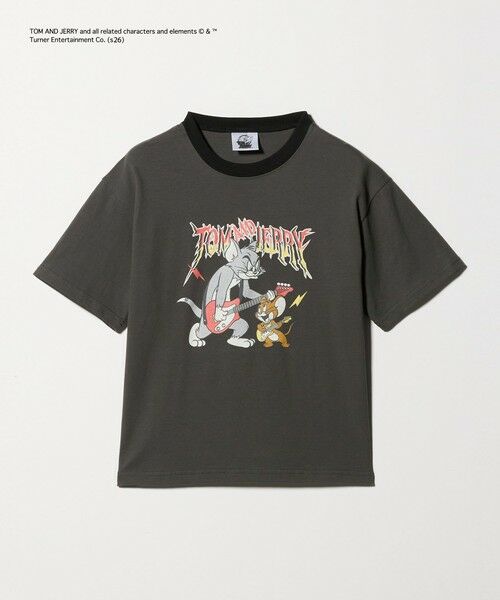 green label relaxing / グリーンレーベル リラクシング カットソー | 【別注】＜URBAMENT＞TOM and JERRY リンガーTシャツ / キッズ 140cmー150cm（DK.GRAY）