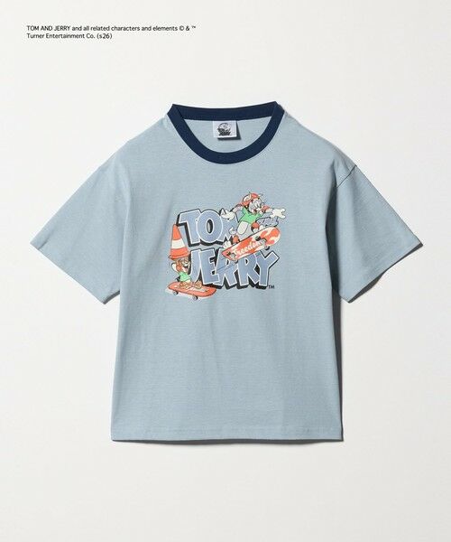 green label relaxing / グリーンレーベル リラクシング カットソー | 【別注】＜URBAMENT＞TOM and JERRY リンガーTシャツ / キッズ 140cmー150cm（LT.BLUE）