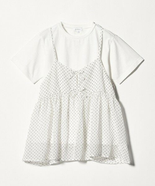 green label relaxing / グリーンレーベル リラクシング カットソー | ドット シフォン キャミソール Tシャツ セット / キッズ 140cm-160cm(OFF WHITE)