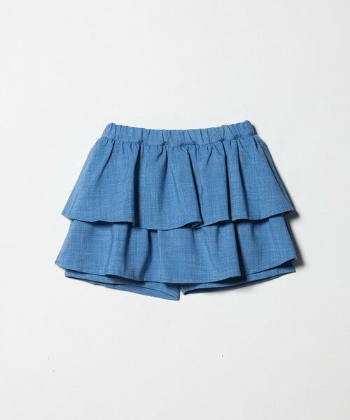 green label relaxing / グリーンレーベル リラクシング ショート・ハーフ・半端丈パンツ | リネンライク フリル キュロット / キッズ 140cm-160cm(COBALT)