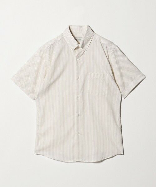 green label relaxing / グリーンレーベル リラクシング シャツ・ブラウス | エブリット TC パナマ ストライプ スタンダード ボタンダウン ショートスリーブ シャツ -イージーアイロン・通気性-（BEIGE）