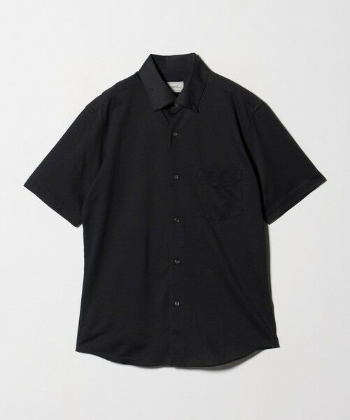 green label relaxing / グリーンレーベル リラクシング シャツ・ブラウス | エブリット TC ジャージー スタンダード スナップ ボタンダウン ショートスリーブ シャツ -イージーアイロン-（BLACK）