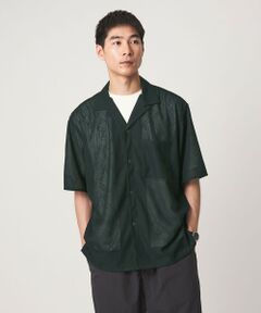 green label relaxing / グリーンレーベル リラクシング シャツ・ブラウス | ダイヤ ヘリンボーン メッシュ オープンカラー 半袖 シャツ
