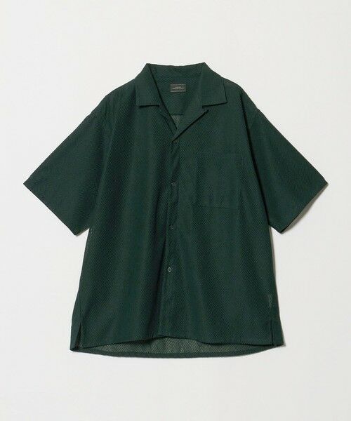 green label relaxing / グリーンレーベル リラクシング シャツ・ブラウス | ダイヤ ヘリンボーン メッシュ オープンカラー 半袖 シャツ | 詳細20