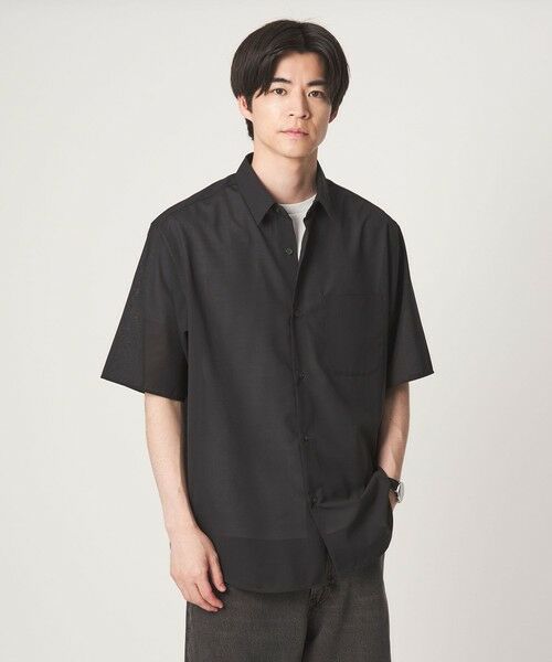 green label relaxing / グリーンレーベル リラクシング シャツ・ブラウス | ウォッシャブル TW サイロ ジャストルーズ レギュラーカラー 半袖 シャツ -通気性・接触冷感-(DK.BROWN)