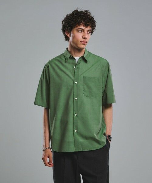 green label relaxing / グリーンレーベル リラクシング シャツ・ブラウス | ウォッシャブル TW サイロ ジャストルーズ レギュラーカラー 半袖 シャツ -通気性・接触冷感-(KELLY)