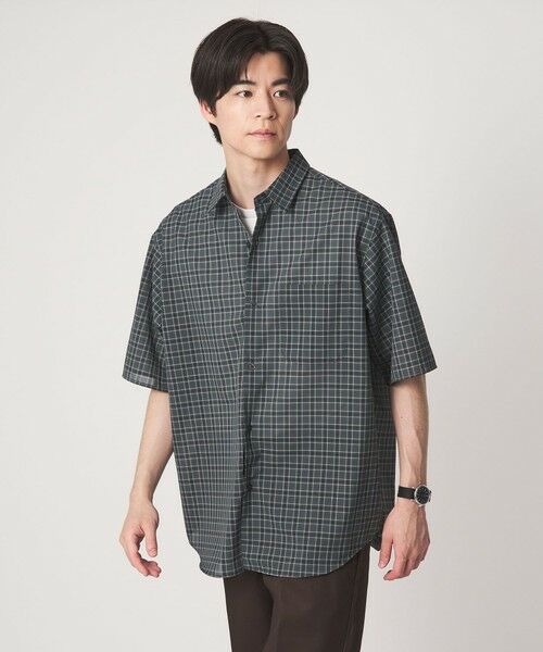 green label relaxing / グリーンレーベル リラクシング シャツ・ブラウス | ウォッシャブル TW サイロ ジャストルーズ チェック柄 半袖 シャツ -通気性・接触冷感- | 詳細4