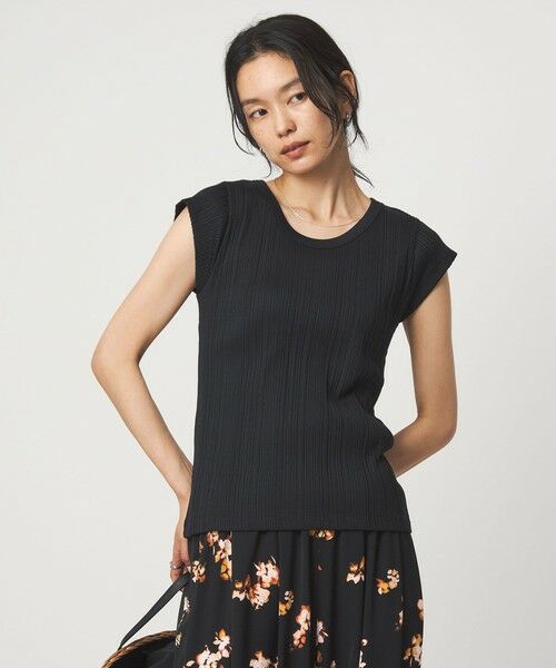 green label relaxing / グリーンレーベル リラクシング カットソー | ランダム ブライトリブ Uネック カットソー（BLACK）