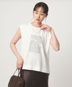 green label relaxing / グリーンレーベル リラクシング カットソー（半袖以外） | フォトプリント フレンチスリーブ Tシャツ 接触冷感