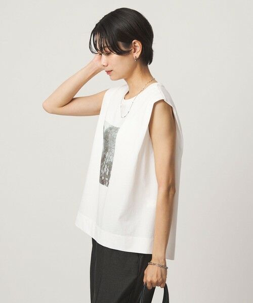 green label relaxing / グリーンレーベル リラクシング カットソー（半袖以外） | フォトプリント フレンチスリーブ Tシャツ 接触冷感 | 詳細1