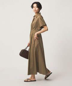 green label relaxing / グリーンレーベル リラクシング ロング・マキシ丈ワンピース | ［size SHORTあり］シャツ襟 フィット＆フレア タック ショートスリーブ ワンピース