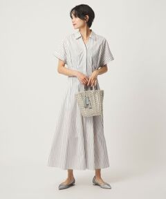 green label relaxing / グリーンレーベル リラクシング ロング・マキシ丈ワンピース | ［size SHORTあり］シャツ襟 フィット＆フレア タック ショートスリーブ ワンピース