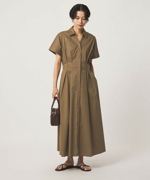 green label relaxing / グリーンレーベル リラクシング ロング・マキシ丈ワンピース | ［size SHORTあり］シャツ襟 フィット＆フレア タック ショートスリーブ ワンピース | 詳細1