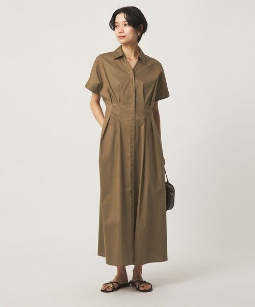 green label relaxing / グリーンレーベル リラクシング ロング・マキシ丈ワンピース | ［size SHORTあり］シャツ襟 フィット＆フレア タック ショートスリーブ ワンピース | 詳細2