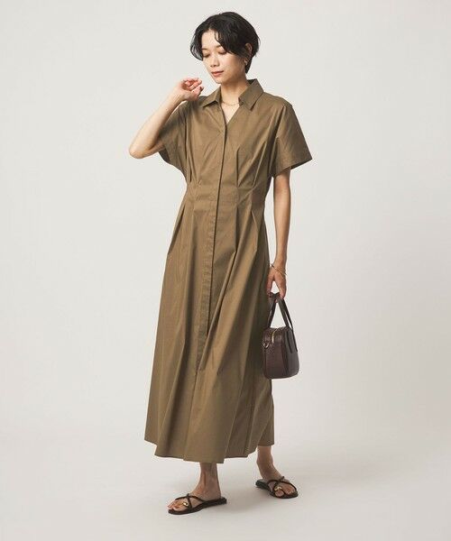 green label relaxing / グリーンレーベル リラクシング ロング・マキシ丈ワンピース | ［size SHORTあり］シャツ襟 フィット＆フレア タック ショートスリーブ ワンピース | 詳細3