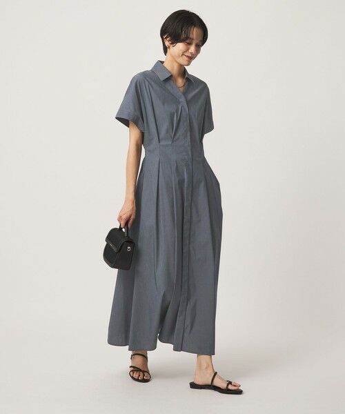 green label relaxing / グリーンレーベル リラクシング ロング・マキシ丈ワンピース | ［size SHORTあり］シャツ襟 フィット＆フレア タック ショートスリーブ ワンピース | 詳細8