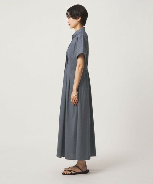 green label relaxing / グリーンレーベル リラクシング ロング・マキシ丈ワンピース | ［size SHORTあり］シャツ襟 フィット＆フレア タック ショートスリーブ ワンピース | 詳細13