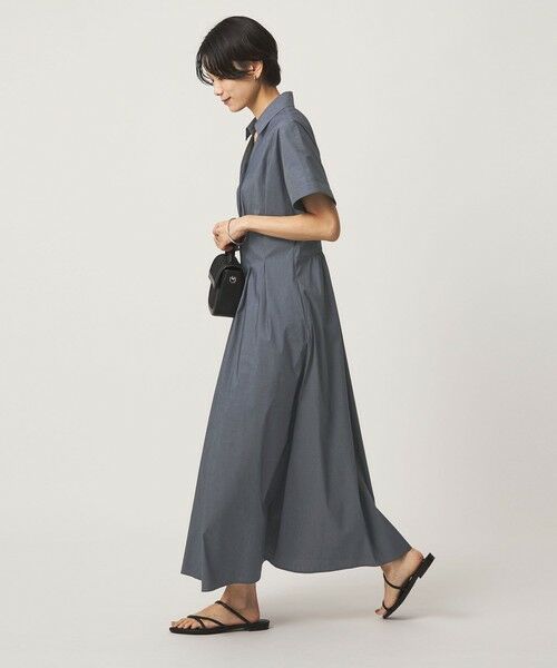 green label relaxing / グリーンレーベル リラクシング ロング・マキシ丈ワンピース | ［size SHORTあり］シャツ襟 フィット＆フレア タック ショートスリーブ ワンピース | 詳細9