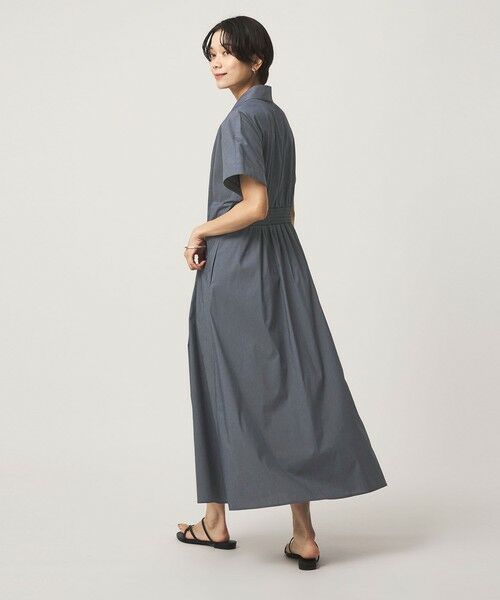 green label relaxing / グリーンレーベル リラクシング ロング・マキシ丈ワンピース | ［size SHORTあり］シャツ襟 フィット＆フレア タック ショートスリーブ ワンピース | 詳細10