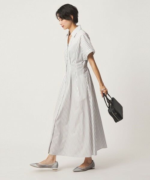 green label relaxing / グリーンレーベル リラクシング ロング・マキシ丈ワンピース | ［size SHORTあり］シャツ襟 フィット＆フレア タック ショートスリーブ ワンピース | 詳細22