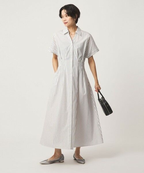 green label relaxing / グリーンレーベル リラクシング ロング・マキシ丈ワンピース | ［size SHORTあり］シャツ襟 フィット＆フレア タック ショートスリーブ ワンピース | 詳細23