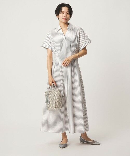 green label relaxing / グリーンレーベル リラクシング ロング・マキシ丈ワンピース | ［size SHORTあり］シャツ襟 フィット＆フレア タック ショートスリーブ ワンピース | 詳細24