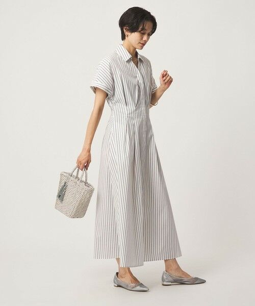 green label relaxing / グリーンレーベル リラクシング ロング・マキシ丈ワンピース | ［size SHORTあり］シャツ襟 フィット＆フレア タック ショートスリーブ ワンピース | 詳細25