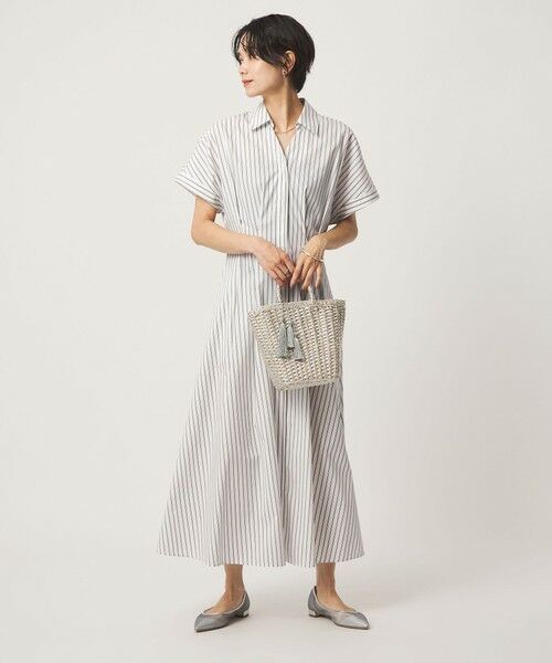 green label relaxing / グリーンレーベル リラクシング ロング・マキシ丈ワンピース | ［size SHORTあり］シャツ襟 フィット＆フレア タック ショートスリーブ ワンピース（その他1）
