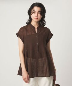 green label relaxing / グリーンレーベル リラクシング シャツ・ブラウス | ラミーライク マチフレア ショートスリーブ ブラウス 通気性