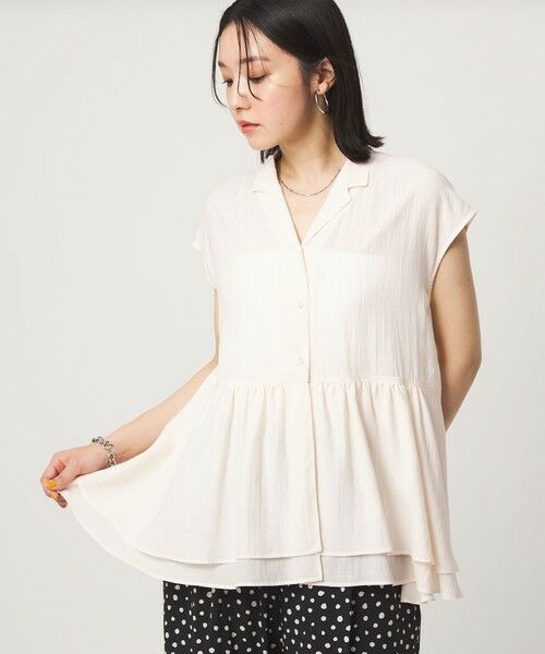 green label relaxing / グリーンレーベル リラクシング シャツ・ブラウス | 【WEB限定】＜at ease＞ペプラム ブラウス（OFF WHITE）