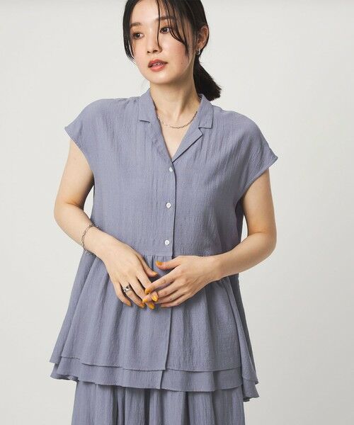 green label relaxing / グリーンレーベル リラクシング シャツ・ブラウス | 【WEB限定】＜at ease＞ペプラム ブラウス（COBALT）