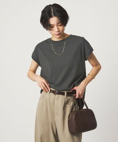 green label relaxing / グリーンレーベル リラクシング カットソー | バックスリット   プルオーバー カットソー 制菌（DK.GRAY）