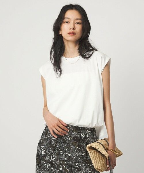 green label relaxing / グリーンレーベル リラクシング カットソー(半袖以外) | フレンチスリーブ Tシャツ 汗染み防止(OFF WHITE)