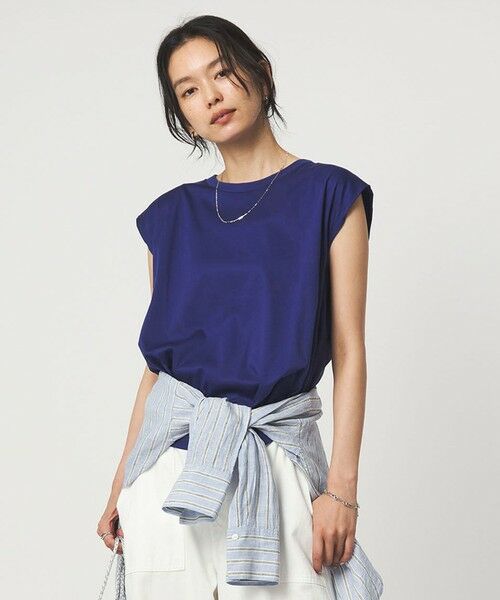 green label relaxing / グリーンレーベル リラクシング カットソー(半袖以外) | フレンチスリーブ Tシャツ 汗染み防止(ROYAL)
