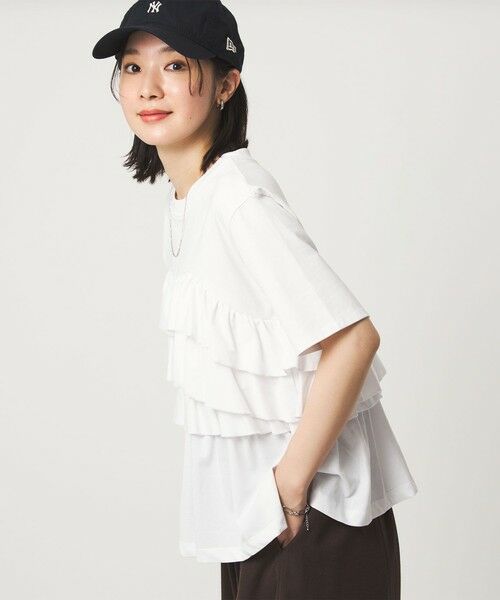 green label relaxing / グリーンレーベル リラクシング カットソー | 【WEB限定】＜at ease＞フロント フリル ショートスリーブ カットソー | 詳細1
