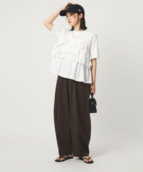 green label relaxing / グリーンレーベル リラクシング カットソー | 【WEB限定】＜at ease＞フロント フリル ショートスリーブ カットソー | 詳細3