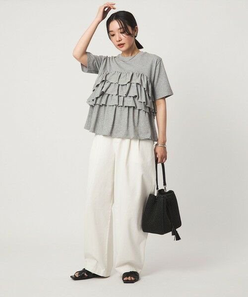 green label relaxing / グリーンレーベル リラクシング カットソー | 【WEB限定】＜at ease＞フロント フリル ショートスリーブ カットソー | 詳細15